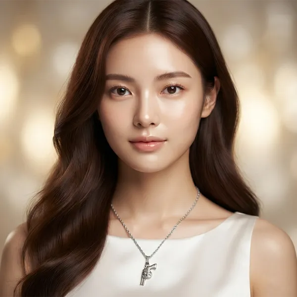 The99jewel_Trendy_Silver_Plated_Gun_Shape_Pendant_Chain_For_Women_Silver