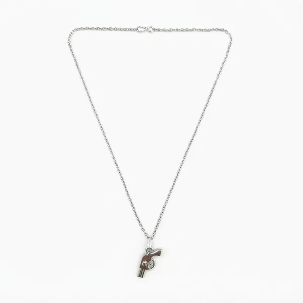 The99jewel_Trendy_Silver_Plated_Gun_Shape_Pendant_Chain_For_Women_Silver