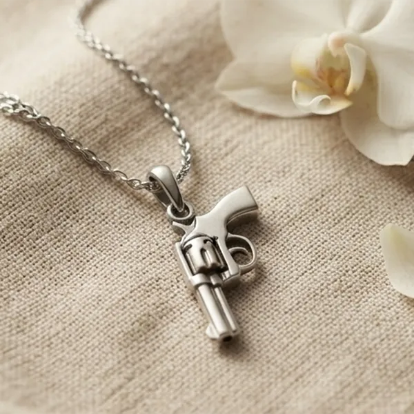 The99jewel_Trendy_Silver_Plated_Gun_Shape_Pendant_Chain_For_Women_Silver