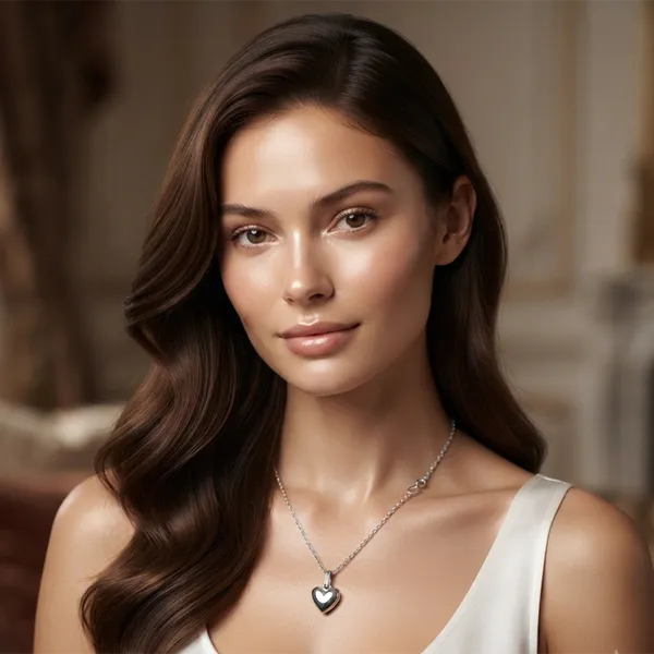 The99jewel_Trendy_Silver_Plated_Heart_Shape_Pendant_Chain_For_Women_Silver