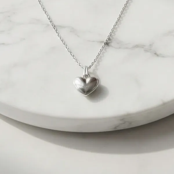 The99jewel_Trendy_Silver_Plated_Heart_Shape_Pendant_Chain_For_Women_Silver
