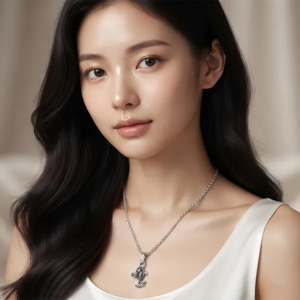 The99jewel_Trendy_Silver_Plated_Fish_Shape_Pendant_Chain_For_Women_Silver