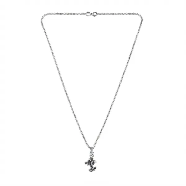 The99jewel_Trendy_Silver_Plated_Fish_Shape_Pendant_Chain_For_Women_Silver