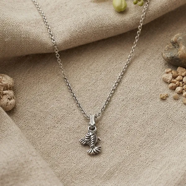 The99jewel_Trendy_Silver_Plated_Fish_Shape_Pendant_Chain_For_Women_Silver