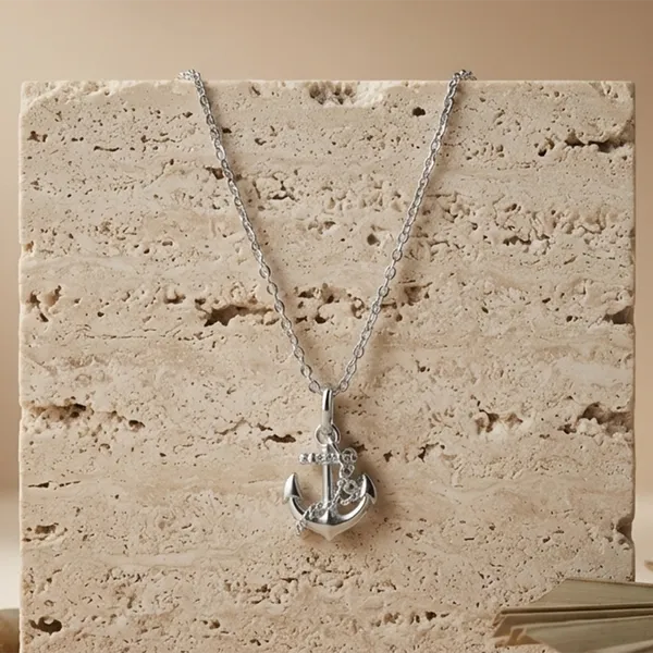 The99jewel_Trendy_Silver_Plated_Anchor_Shape_Pendant_Chain_For_Women_Silver