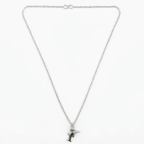 The99jewel_Trendy_Silver_Plated_Fish_Shape_Pendant_Chain_For_Women_Silver