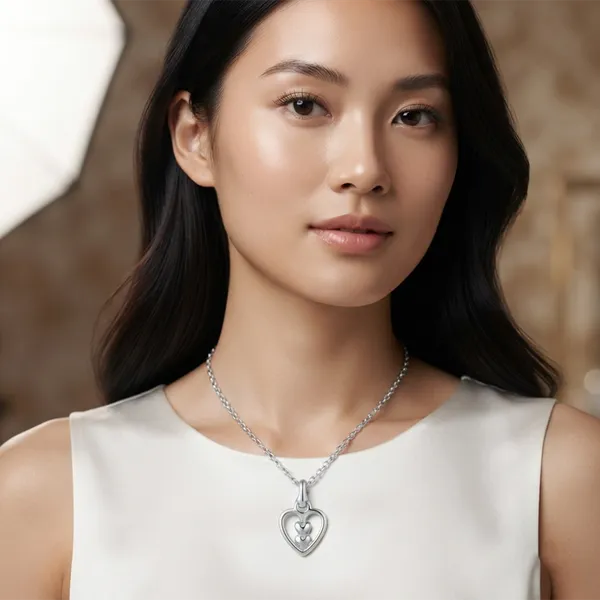 The99jewel_Modern_Silver_Plated_Heart_Shape_Pendant_Chain_For_Women_Silver