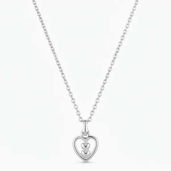 The99jewel_Modern_Silver_Plated_Heart_Shape_Pendant_Chain_For_Women_Silver