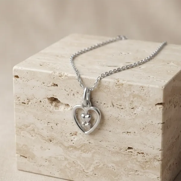 The99jewel_Modern_Silver_Plated_Heart_Shape_Pendant_Chain_For_Women_Silver