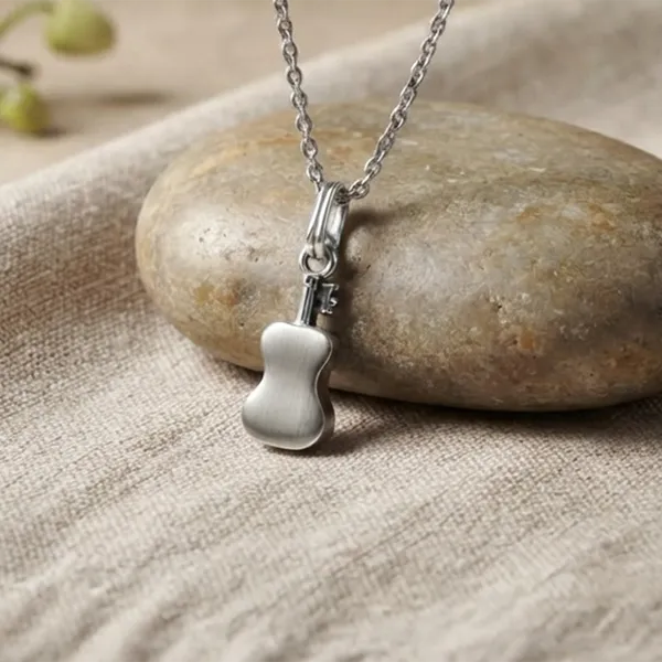 The99jewel_Modern_Silver_Plated_Guitar_Shape_Pendant_Chain_For_Women_Silver