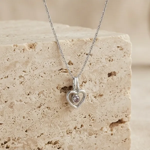 The99jewel_Modern_Silver_Plated_Heart_Shape_Pendant_Chain_For_Women_Silver