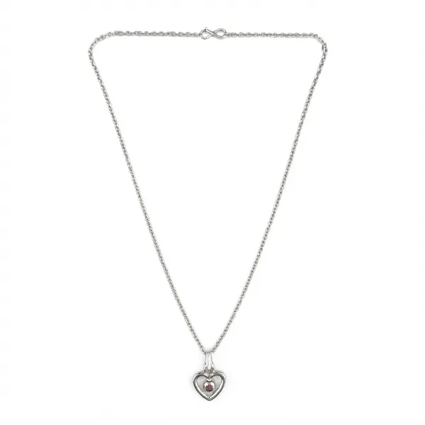 The99jewel_Modern_Silver_Plated_Heart_Shape_Pendant_Chain_For_Women_Silver