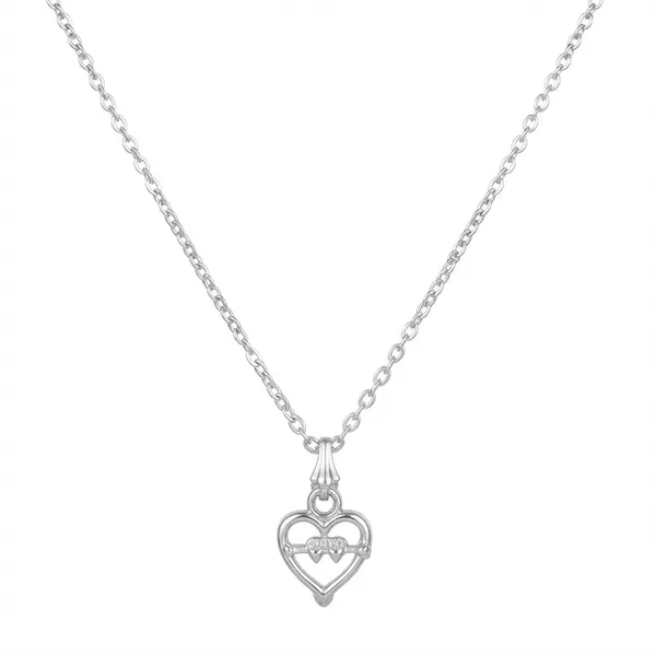 The99jewel_Modern_Silver_Plated_Heart_Shape_Pendant_Chain_For_Women_Silver