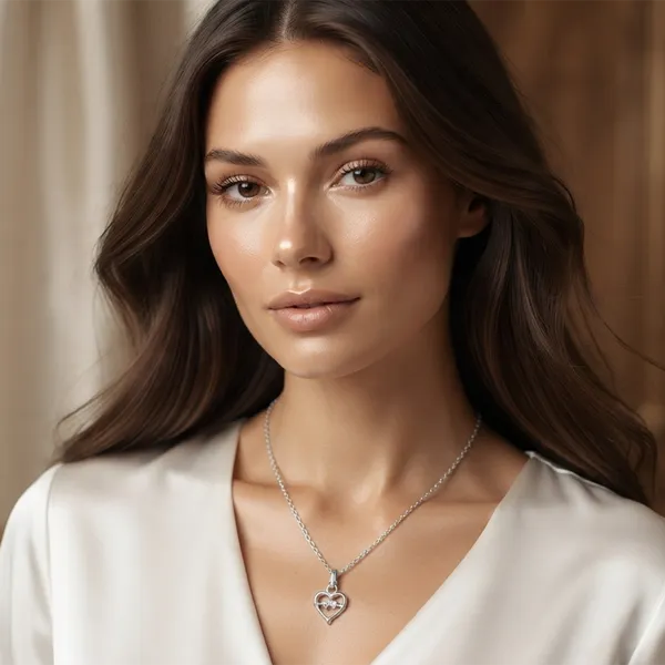 The99jewel_Modern_Silver_Plated_Heart_Shape_Pendant_Chain_For_Women_Silver