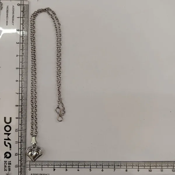 The99jewel_Modern_Silver_Plated_Heart_Shape_Pendant_Chain_For_Women_Silver