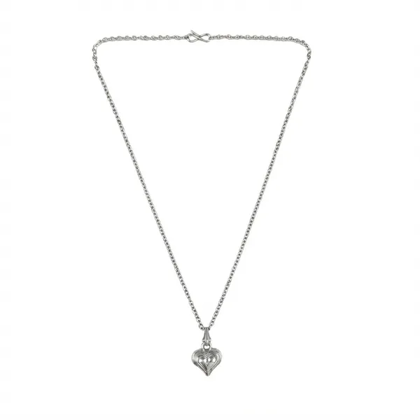 The99jewel_Modern_Silver_Plated_Heart_Shape_Pendant_Chain_For_Women_Silver