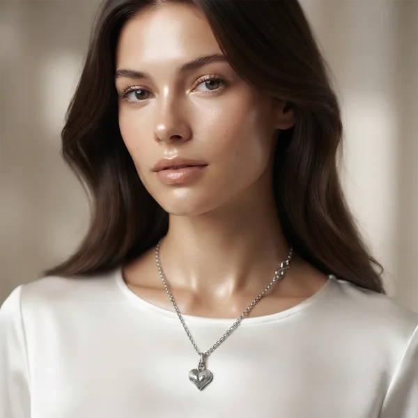 The99jewel_Modern_Silver_Plated_Heart_Shape_Pendant_Chain_For_Women_Silver