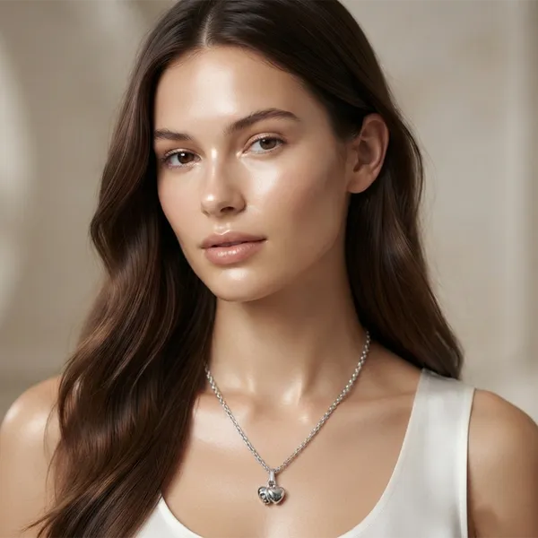 The99jewel_Modern_Silver_Plated_Heart_Shape_Pendant_Chain_For_Women_Silver