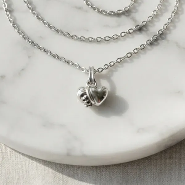 The99jewel_Modern_Silver_Plated_Heart_Shape_Pendant_Chain_For_Women_Silver