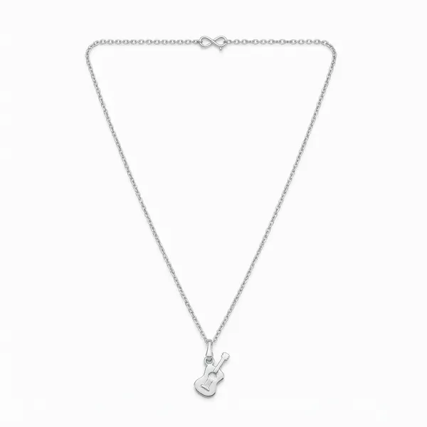 The99jewel_Casual_Silver_Plated_Guitar_Shape_Pendant_Chain_For_Women_Silver