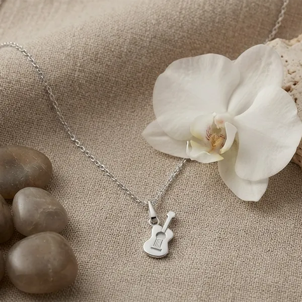 The99jewel_Casual_Silver_Plated_Guitar_Shape_Pendant_Chain_For_Women_Silver