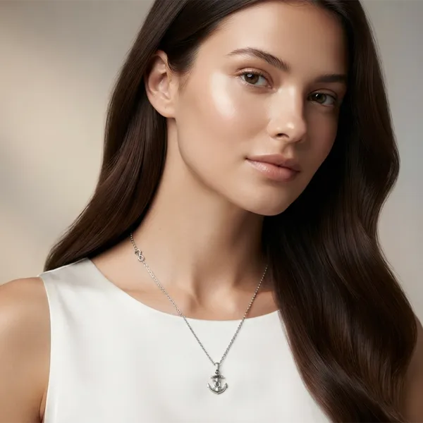 The99jewel_Casual_Silver_Plated_Anchor_Shape_Pendant_Chain_For_Women_Silver