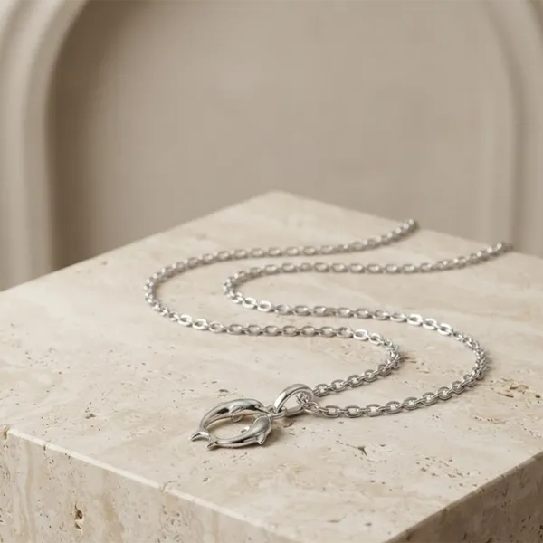 The99jewel_Casual_Silver_Plated_Dolphin_Shape_Pendant_Chain_For_Women_Silver
