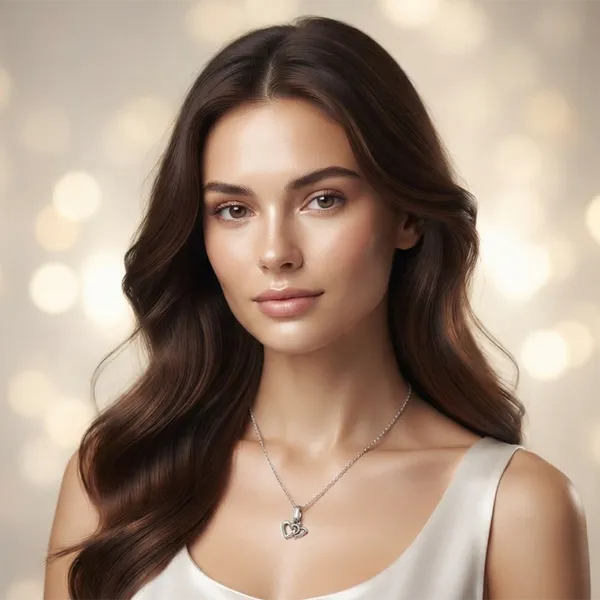 The99jewel_Casual_Silver_Plated_Double_Heart_Shape_Pendant_Chain_For_Women_Silver