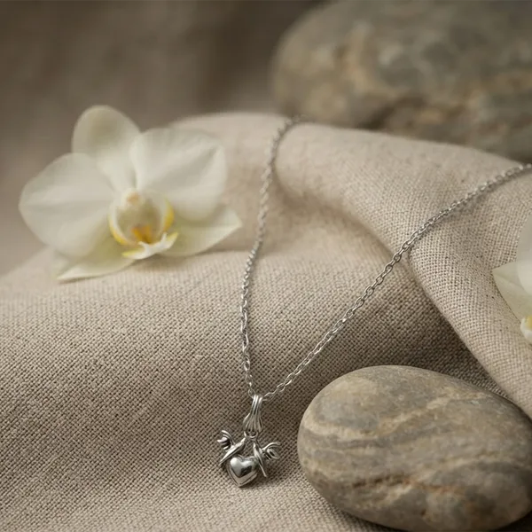 The99jewel_Casual_Silver_Plated_Heart_With_Birds_Shape_Pendant_Chain_For_Women_Silver
