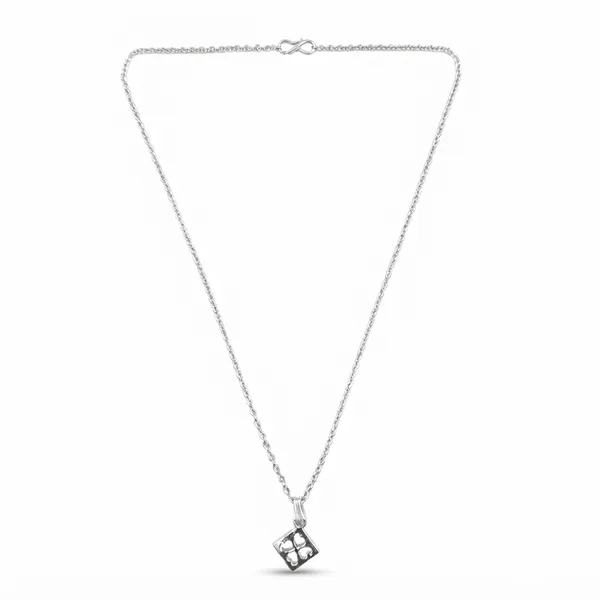 The99jewel_Casual_Silver_Plated_Leaf_Clover_Shape_Pendant_Chain_For_Women_Silver