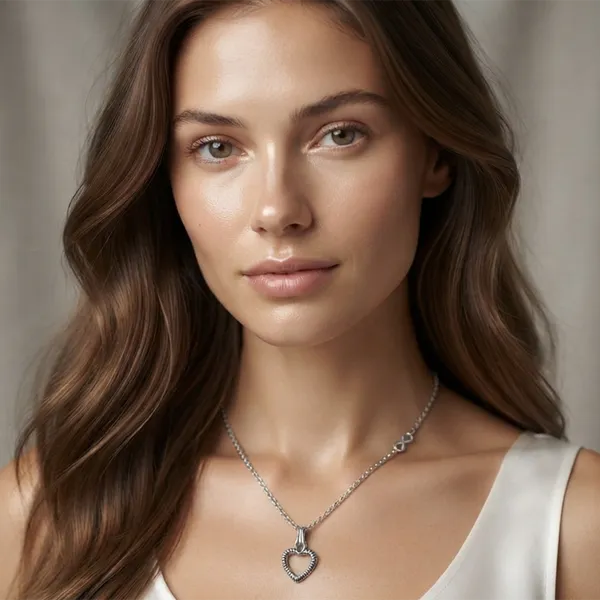 The99jewel_Casual_Silver_Plated_Heart_Shape_Pendant_Chain_For_Women_Silver