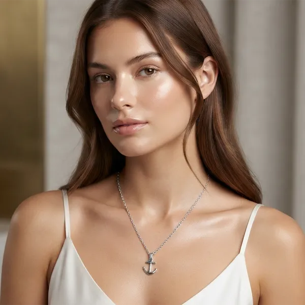 The99jewel_Casual_Silver_Plated_Anchor_Shape_Pendant_Chain_For_Women_Silver