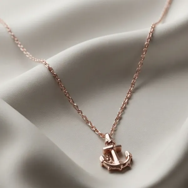 The99jewel_Trendy_Rose_Gold_Plated_Anchor_Shape_Pendant_Chain_For_Women_Rose_Gold