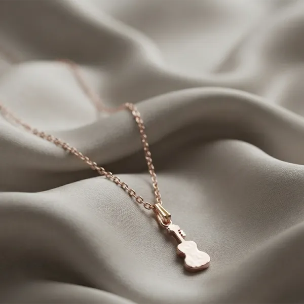 The99jewel_Modern_Rose_Gold_Plated_Guitar_Shape_Pendant_Chain_For_Women_Rose_Gold