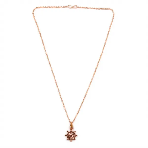 The99jewel_Modern_Rose_Gold_Plated_Ship_Wheel_Shape_Pendant_Chain_For_Women_Rose_Gold