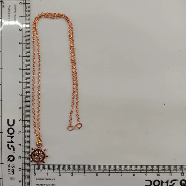 The99jewel_Modern_Rose_Gold_Plated_Ship_Wheel_Shape_Pendant_Chain_For_Women_Rose_Gold