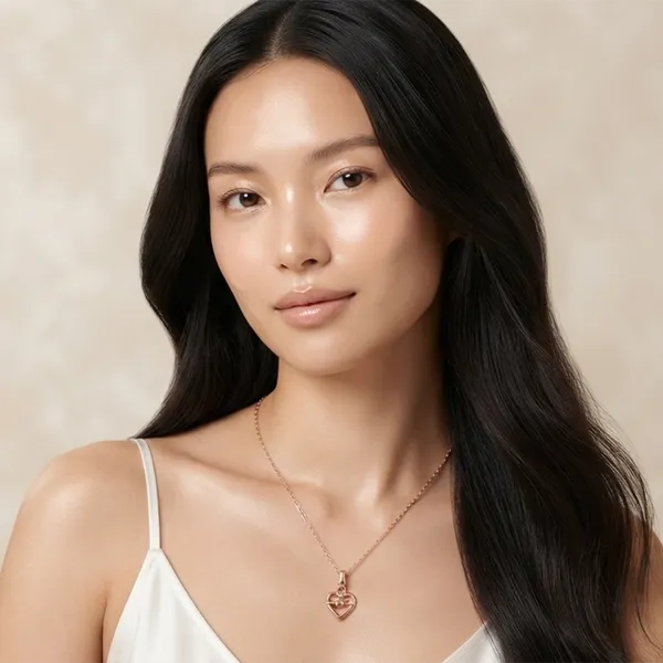 The99jewel_Modern_Rose_Gold_Plated_Heart_Shape_Pendant_Chain_For_Women_Rose_Gold