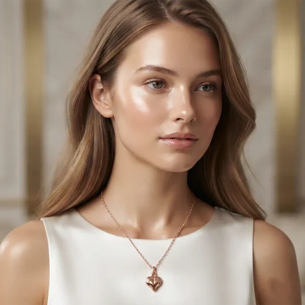 The99jewel_Modern_Rose_Gold_Plated_Heart_Shape_Pendant_Chain_For_Women_Rose_Gold