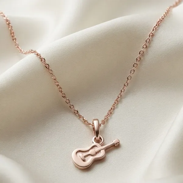 The99jewel_Casual_Rose_Gold_Plated_Guitar_Shape_Pendant_Chain_For_Women_Rose_Gold