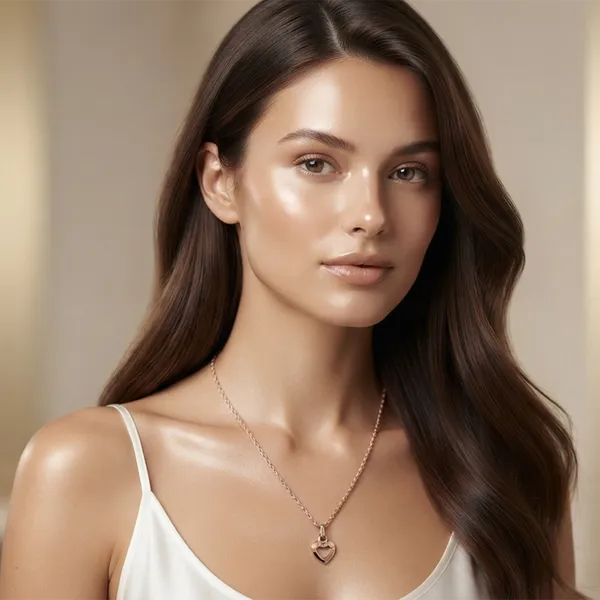 The99jewel_Casual_Rose_Gold_Plated_Heart_Shape_Pendant_Chain_For_Women_Rose_Gold