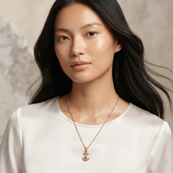 The99jewel_Casual_Rose_Gold_Plated_Anchor_Shape_Pendant_Chain_For_Women_Rose_Gold