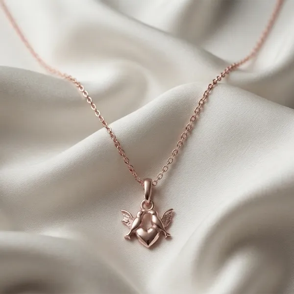 The99jewel_Casual_Rose_Gold_Plated_Heart_With_Birds_Shape_Pendant_Chain_For_Women_Rose_Gold