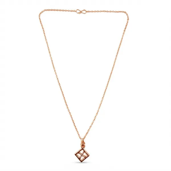 The99jewel_Casual_Rose_Gold_Plated_Leaf_Clover_Shape_Pendant_Chain_For_Women_Rose_Gold