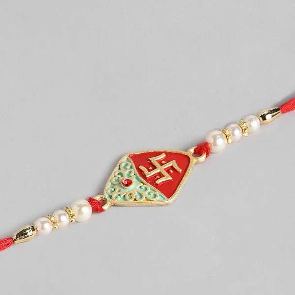 The99jewel_Traditional_Meenakari_Rakhi_For_Brother_Premium_Raksha_Bandhan_Rakhi_Red_And_Green