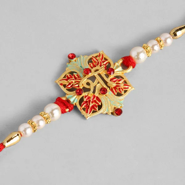 The99jewel_Traditional_Meenakari_Rakhi_For_Brother_Premium_Raksha_Bandhan_Rakhi_Red_And_Green