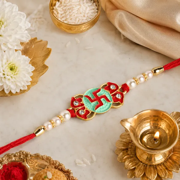 The99jewel_Traditional_Meenakari_Rakhi_For_Brother_Premium_Raksha_Bandhan_Rakhi_Red_And_Green