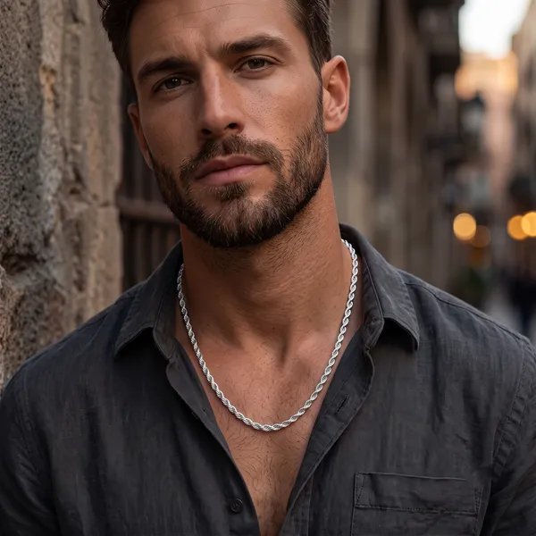 The99jewel_Trendy_Rope_Chain_Necklace_For_Men_Contemporary_Fashion_Accessory_Silver