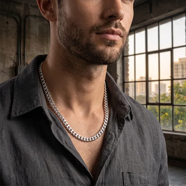 The99jewel_Trendy_Rope_Chain_Necklace_For_Men_Contemporary_Fashion_Accessory_Silver