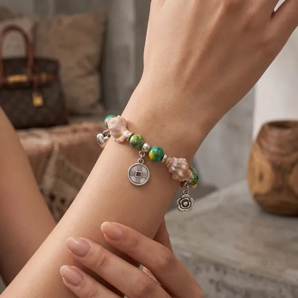 The99jewel_Boho_Beach_Style_Seashell_Bracelet_For_Women_Girls_Green
