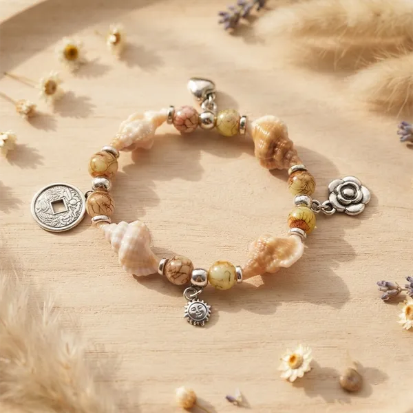 The99jewel_Boho_Beach_Style_Seashell_Bracelet_For_Women_Girls_Yellow